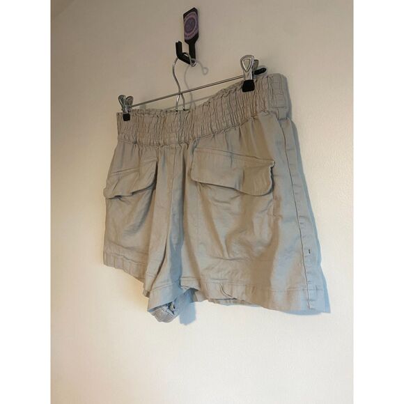 Maeve by Anthropologie Linen A-Line Shorts Kahki Color SIZE LARGE Elastic Waist - Picture 2 of 6